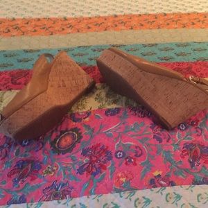 Women’s Cork & Leather wedge sandals.